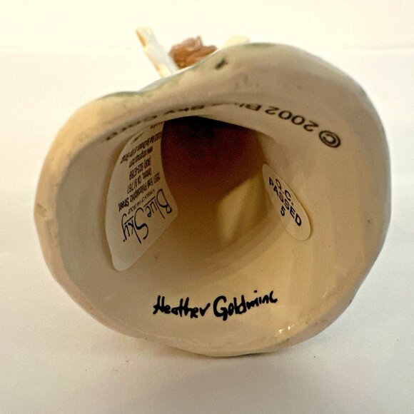 Blue Sky Ceramic Angel Figurine Heather Goldminc 2002 Blue Floral Dress 6" - New - Picture 7 of 9